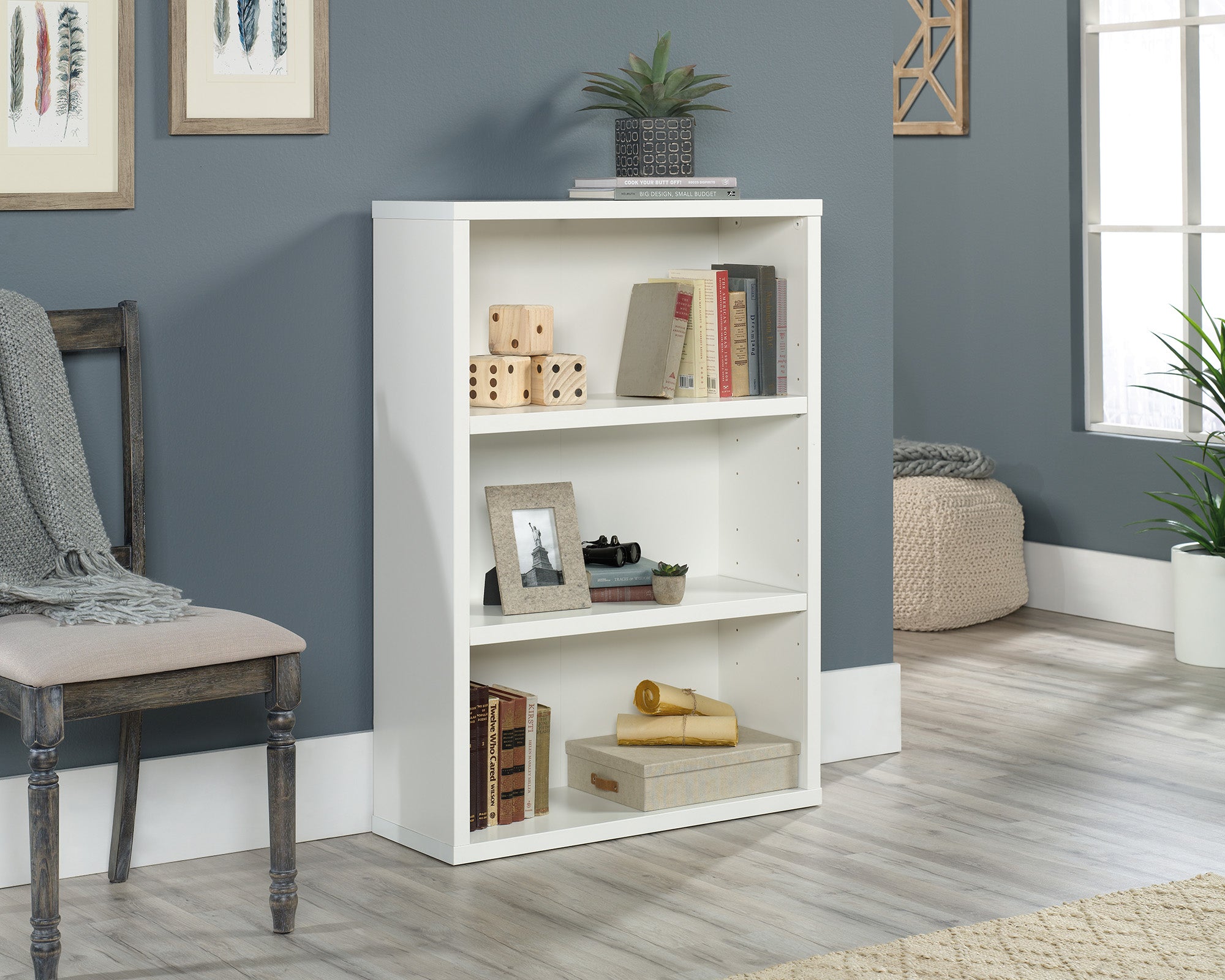 Sauder 3-Shelf Bookcase Glw | Meri Furniture