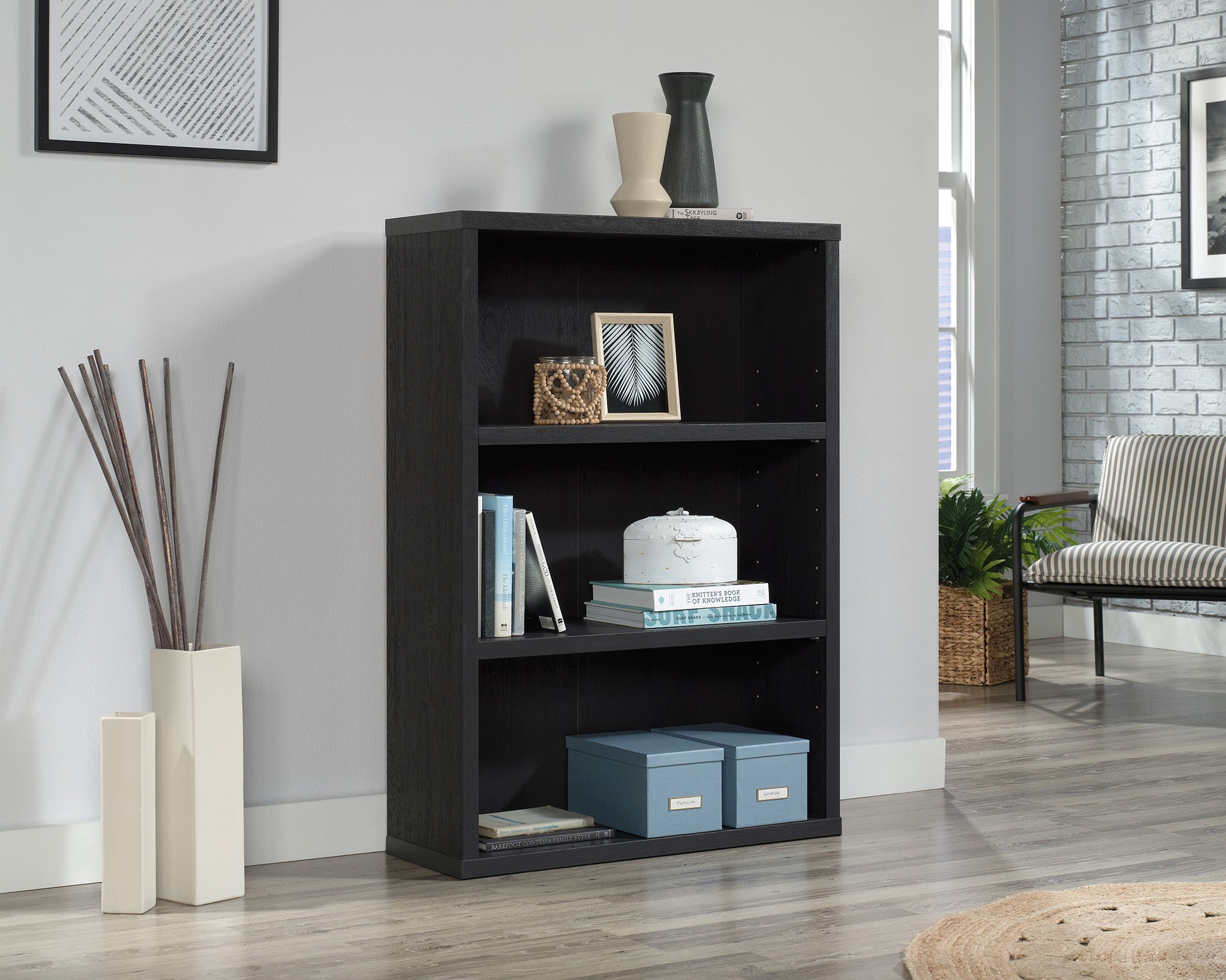 Sauder 3-Shelf Bookcase Rao | Meri Furniture
