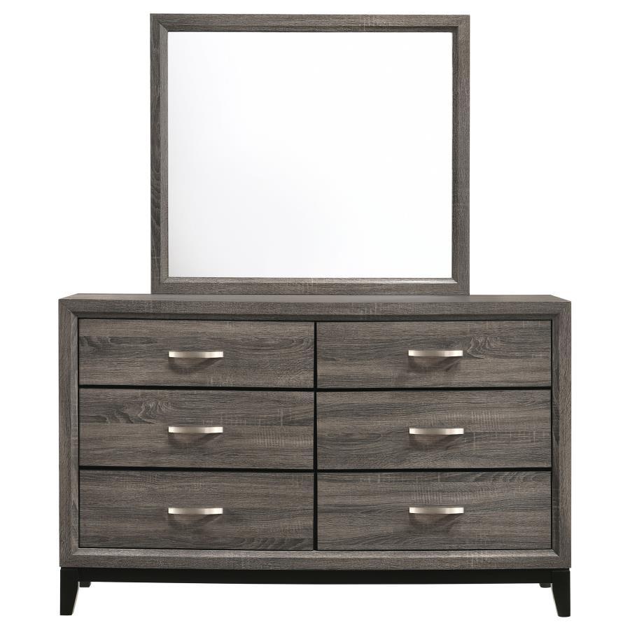 Coaster Fine Furniture Watson - 6-Drawer Dresser With Mirror - Gray Oak | Meri Furniture