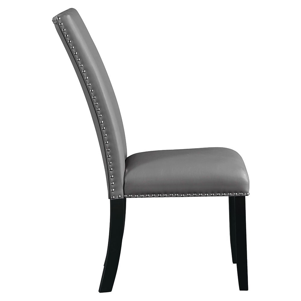 ACME Caralin - Side Chair (Set of 2) - Gray Synthetic Leather & Black Finish | Meri Furniture