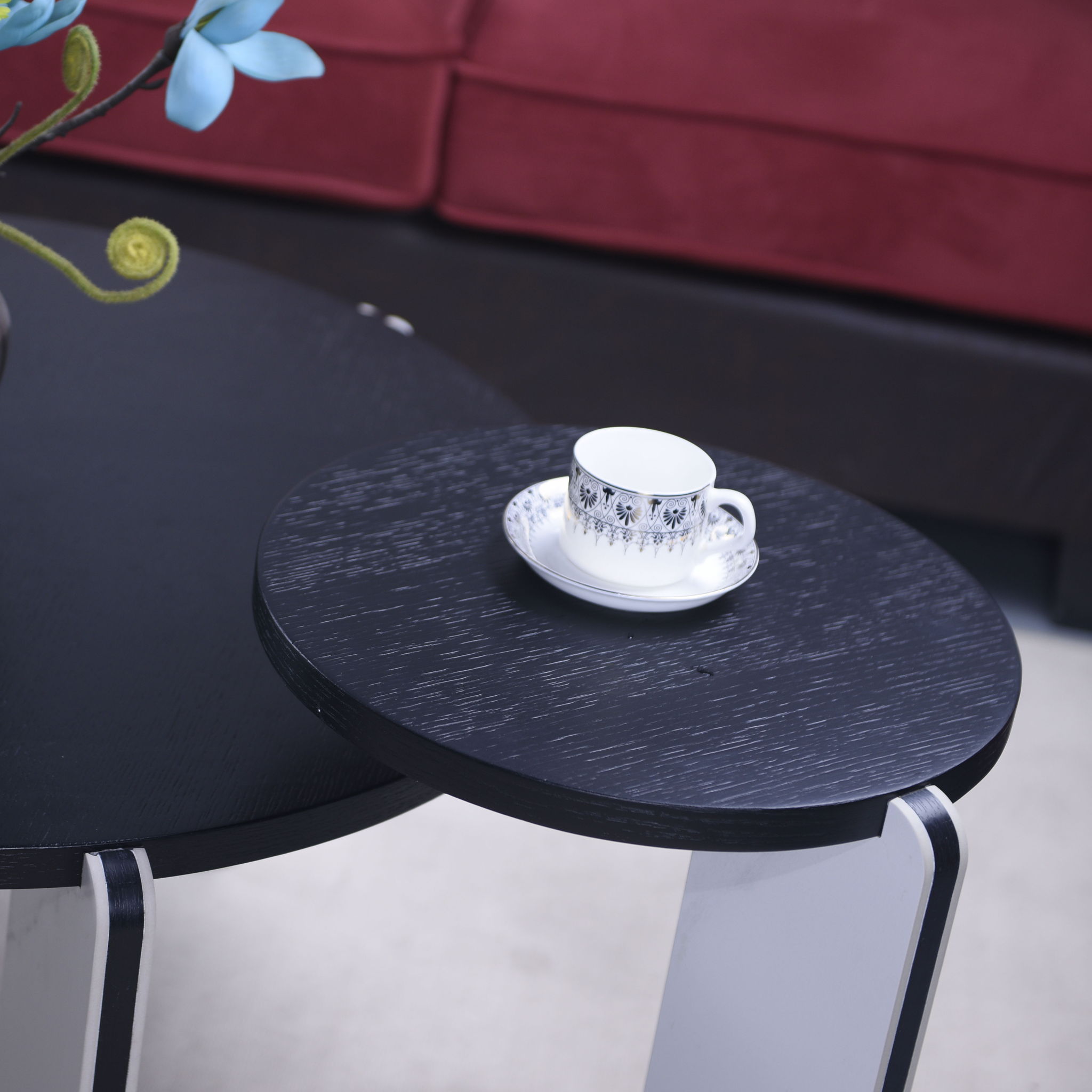 Round Coffee & End Table Set - Black