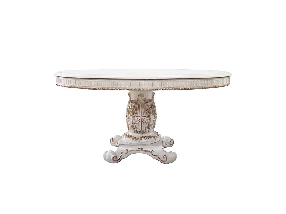 ACME Vendom - Dining Table - Antique Pearl Finish - 76" | Meri Furniture