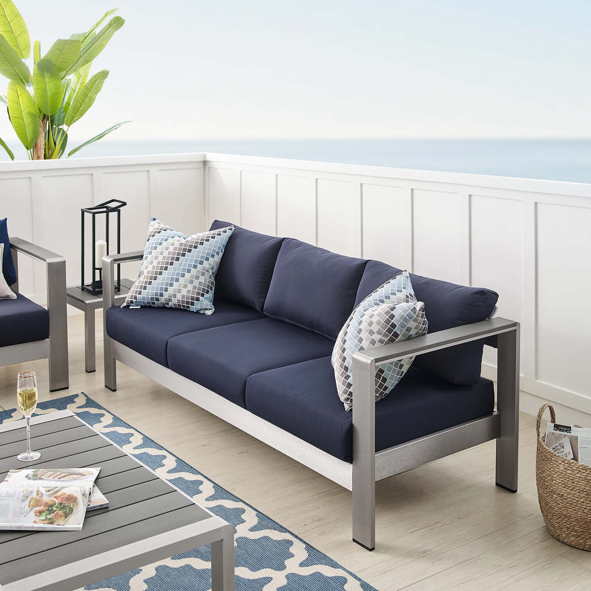 Shore Sunbrella® Fabric Aluminum Outdoor Patio Sofa by Modway
