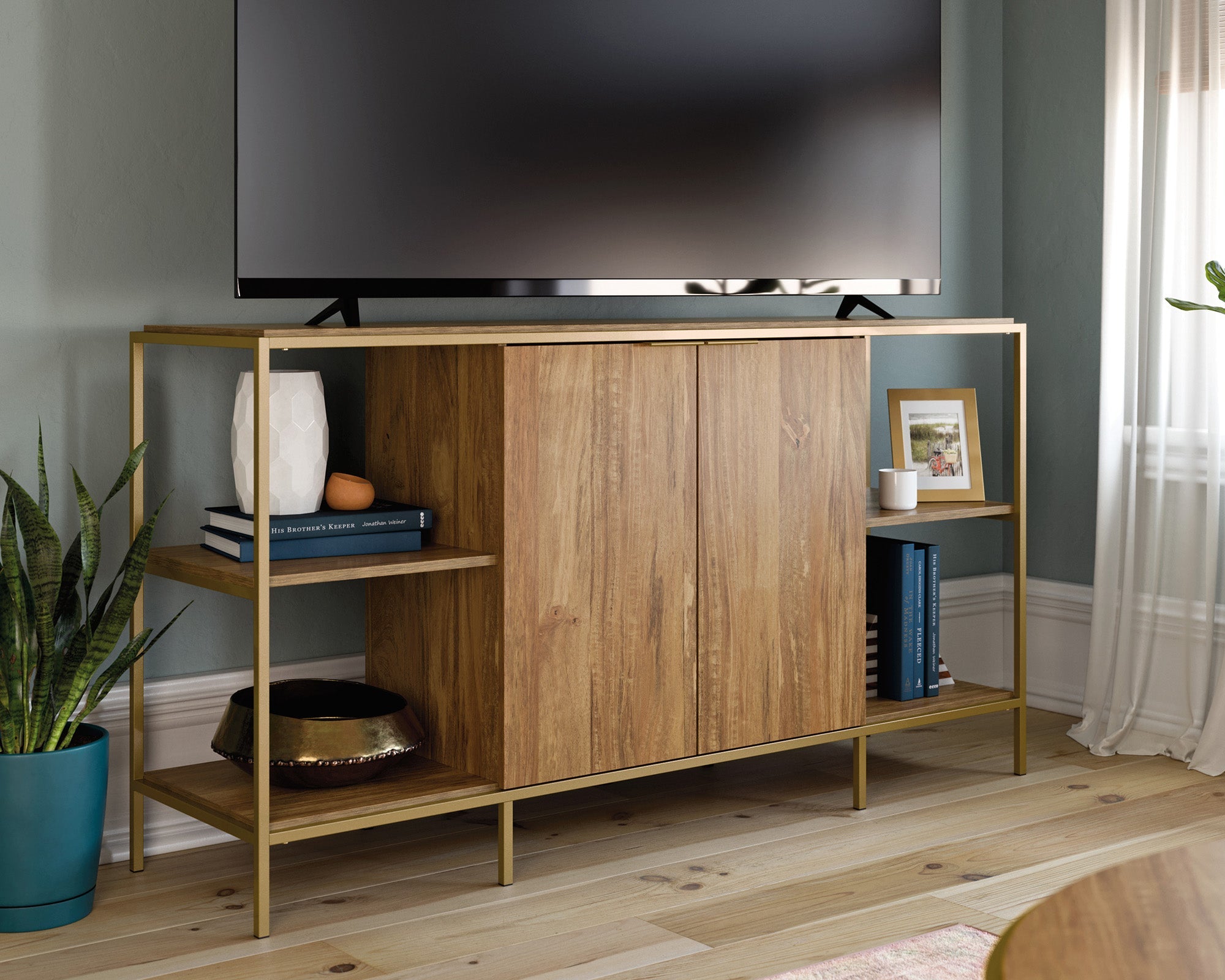 Sauder International Lux Entertain Credenza Sm | Meri Furniture