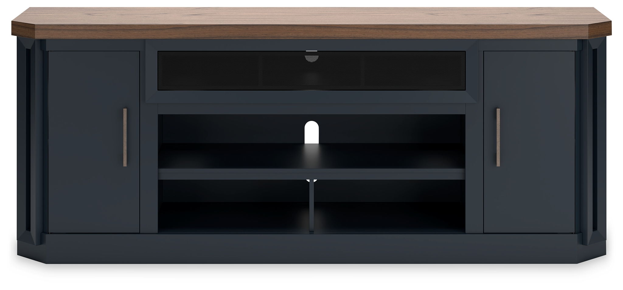 Landocken - XL TV Stand W/Fireplace Option - Brown / Blue