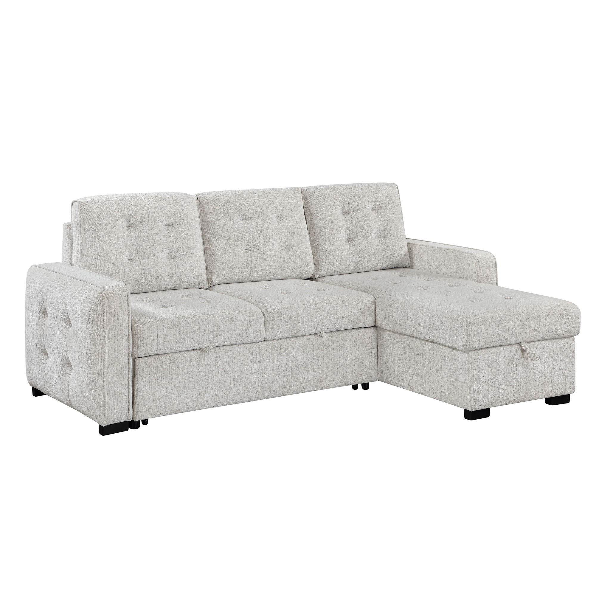 Gustavo - Sofa, Pull Out Bed, Storage Chaise, USB And Cup Holders - Beige