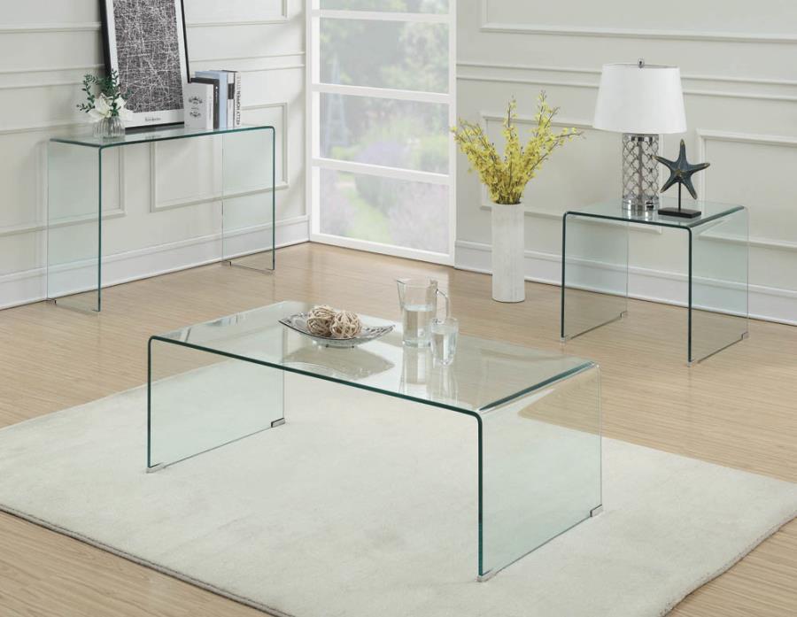Coaster Fine Furniture Ripley - Tempered Bent Glass Entryway Console Table - Clear | Meri Furniture
