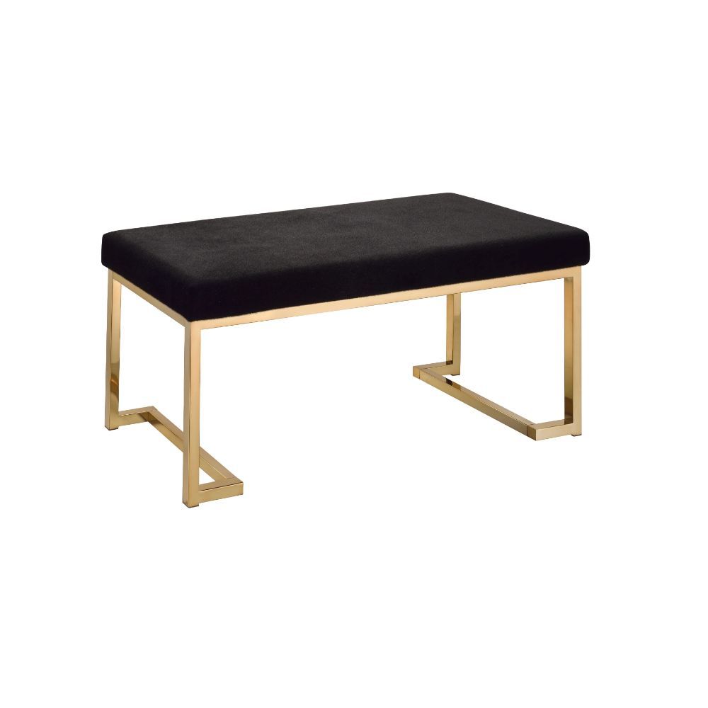 ACME Boice - Bench - Black Fabric & Champagne | Meri Furniture