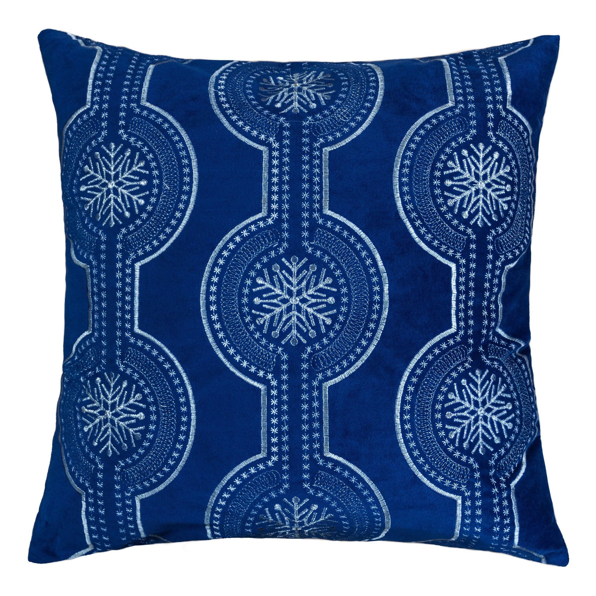 Holiday Throw Pillow With Snowflake Embroidery