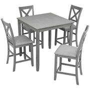 5 Piece Dining Table Set, Wooden Dining Square Table Set For 4