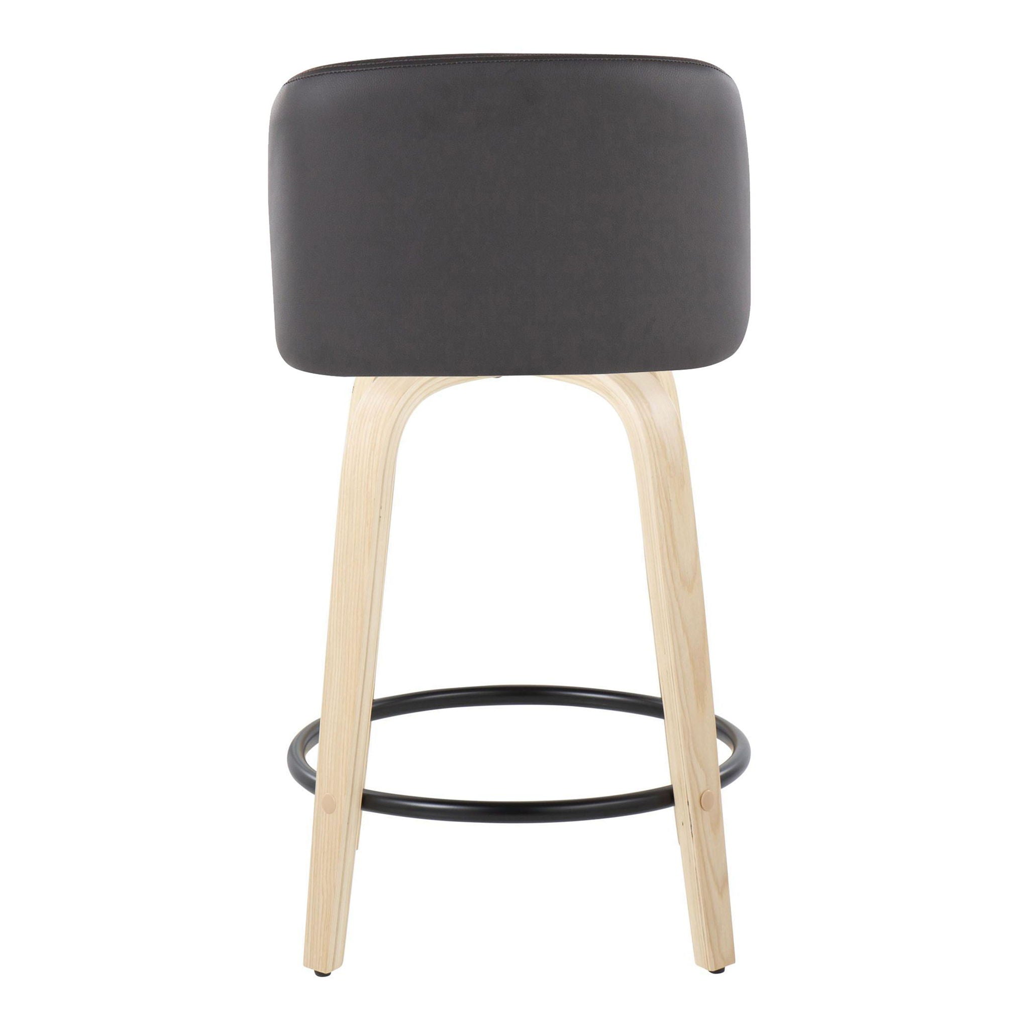 Toriano - Contemporary, Fixed Height Counter Stool With Swivel And Round Footrest (Set of 2)