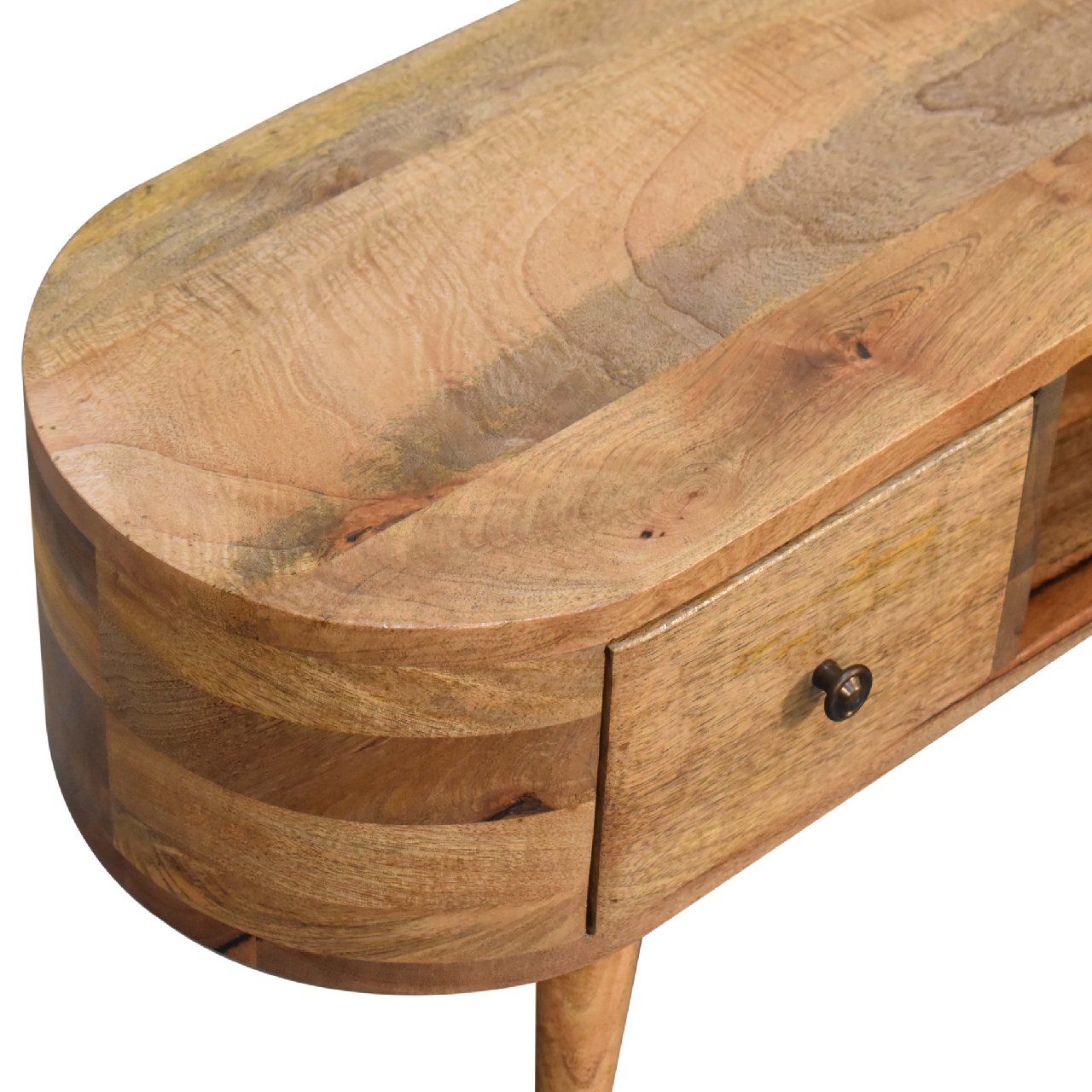 Mini Wooden Rounded Entertainment Unit - Oak