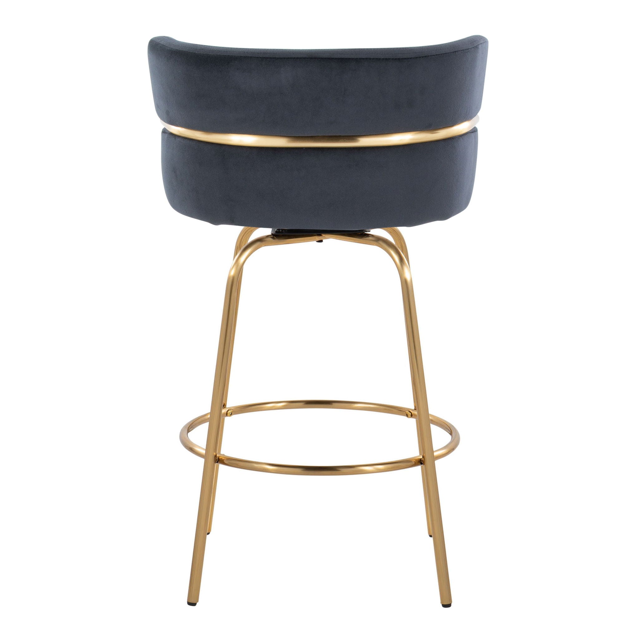 Cinch - Glam / Art Deco Fixed Height Counter Stool With Swivel With Round Footrest (Set of 2)