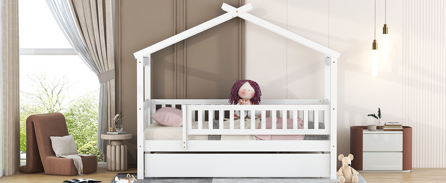 Creativity House Bed With Twin Size Trundle