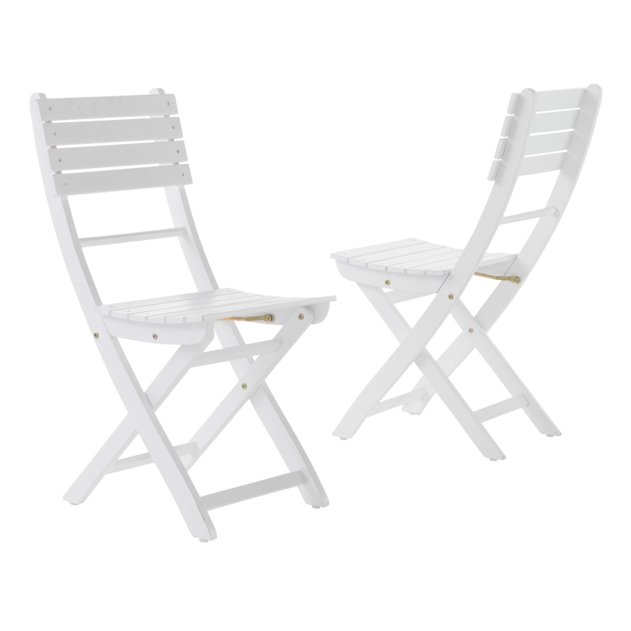 Outdoor Foldable Wood Dining Chair With Slat Design (Set of 2)