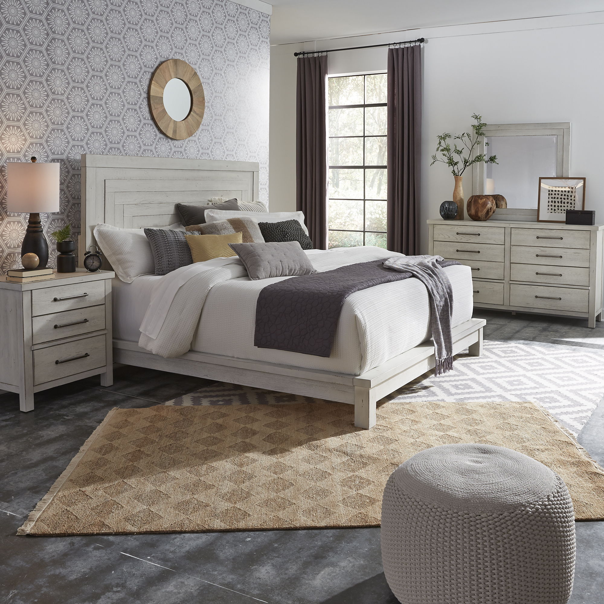 Liberty Furniture Modern Farmhouse - Platform Bed, Dresser & Mirror | Meri Furniture