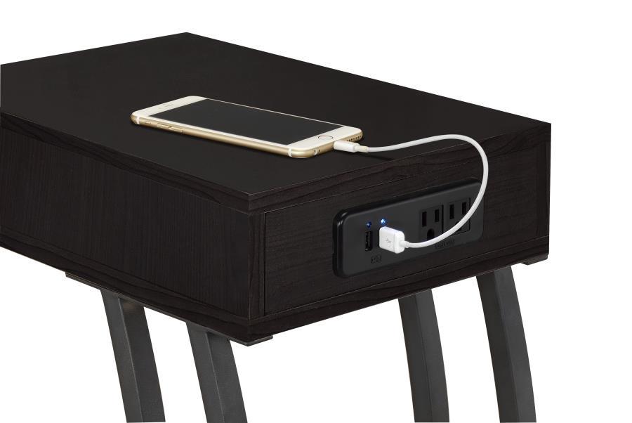 Coaster Fine Furniture Troy - 1-Drawer C-Shaped Side Table Power Outlet | Meri Furniture