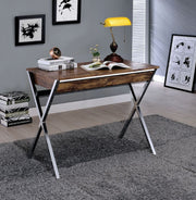 ACME Callers - Desk - Weathered Oak & Chrome | Meri Furniture