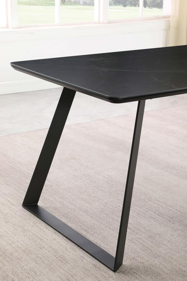 Coaster Fine Furniture Smith - Rectangular Ceramic Top Dining Table - Black | Meri Furniture