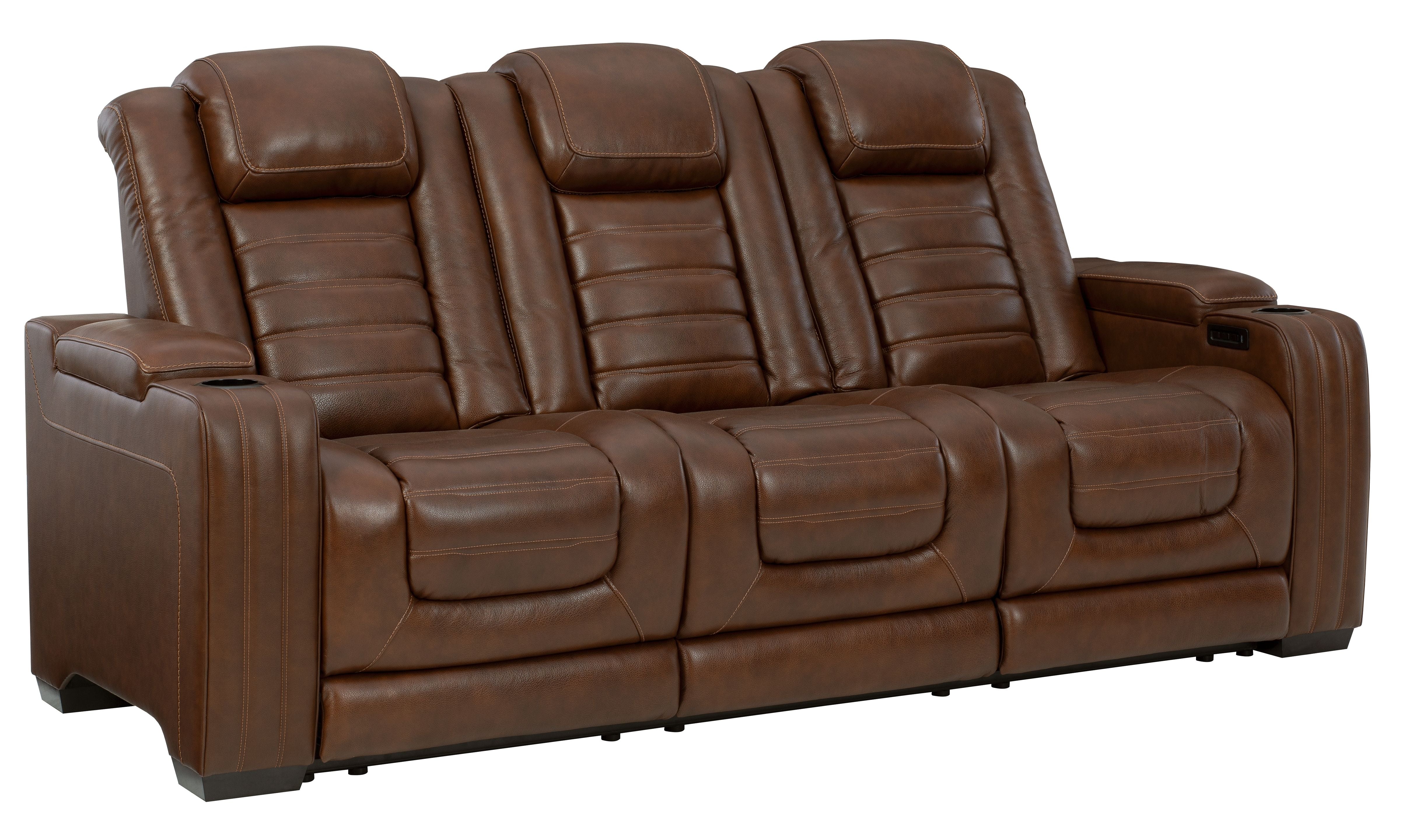 Ashley Furniture Backtrack - Chocolate - Pwr Rec Sofa With Adj Headrest | Meri Furniture