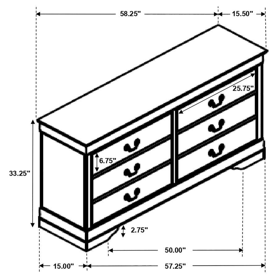 Coaster Fine Furniture Louis Philippe - Six-drawer Dresser | Meri Furniture