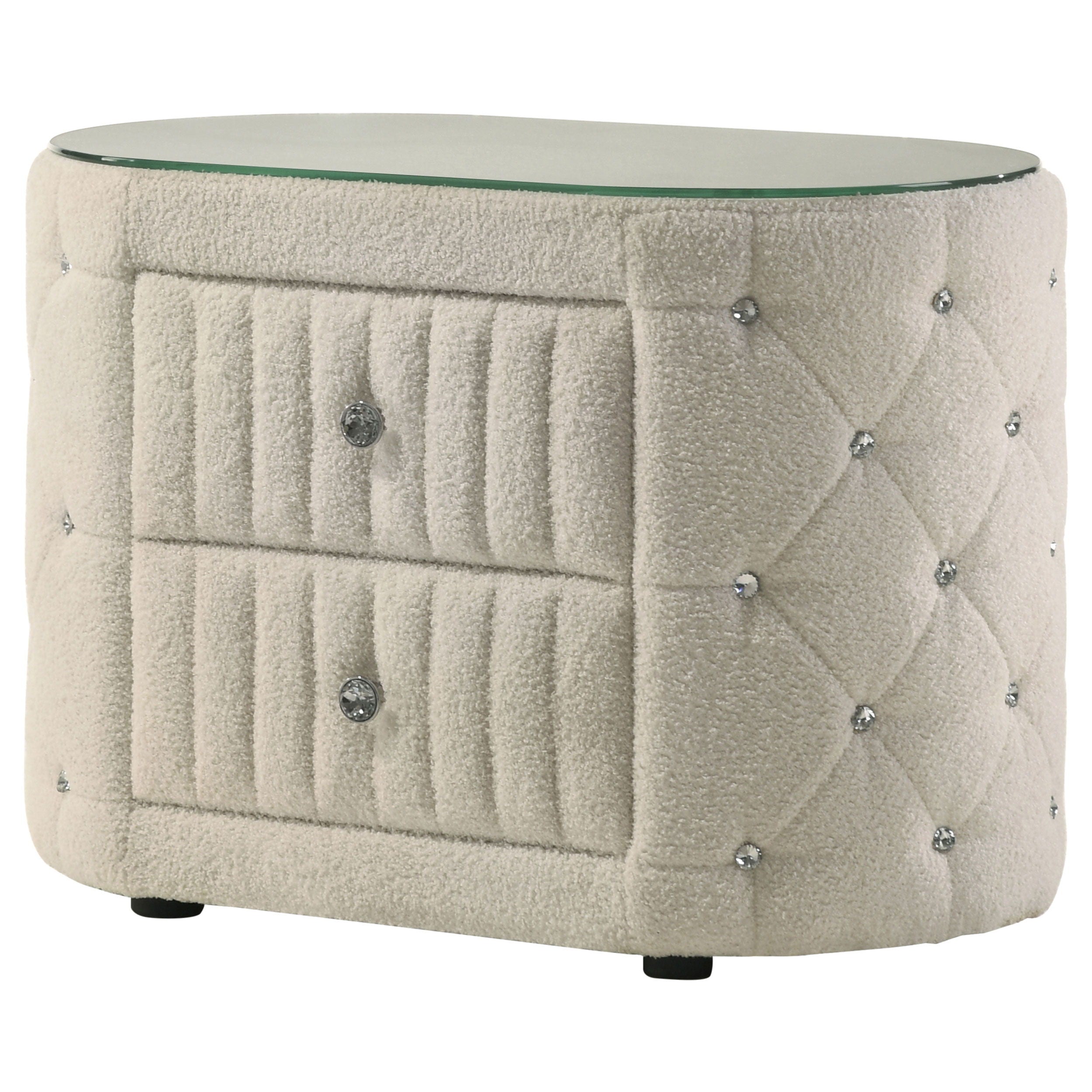 Coaster Fine Furniture Sonya - 2-Drawer Upholstered Nightstand Bedside Table - Ivory | Meri Furniture