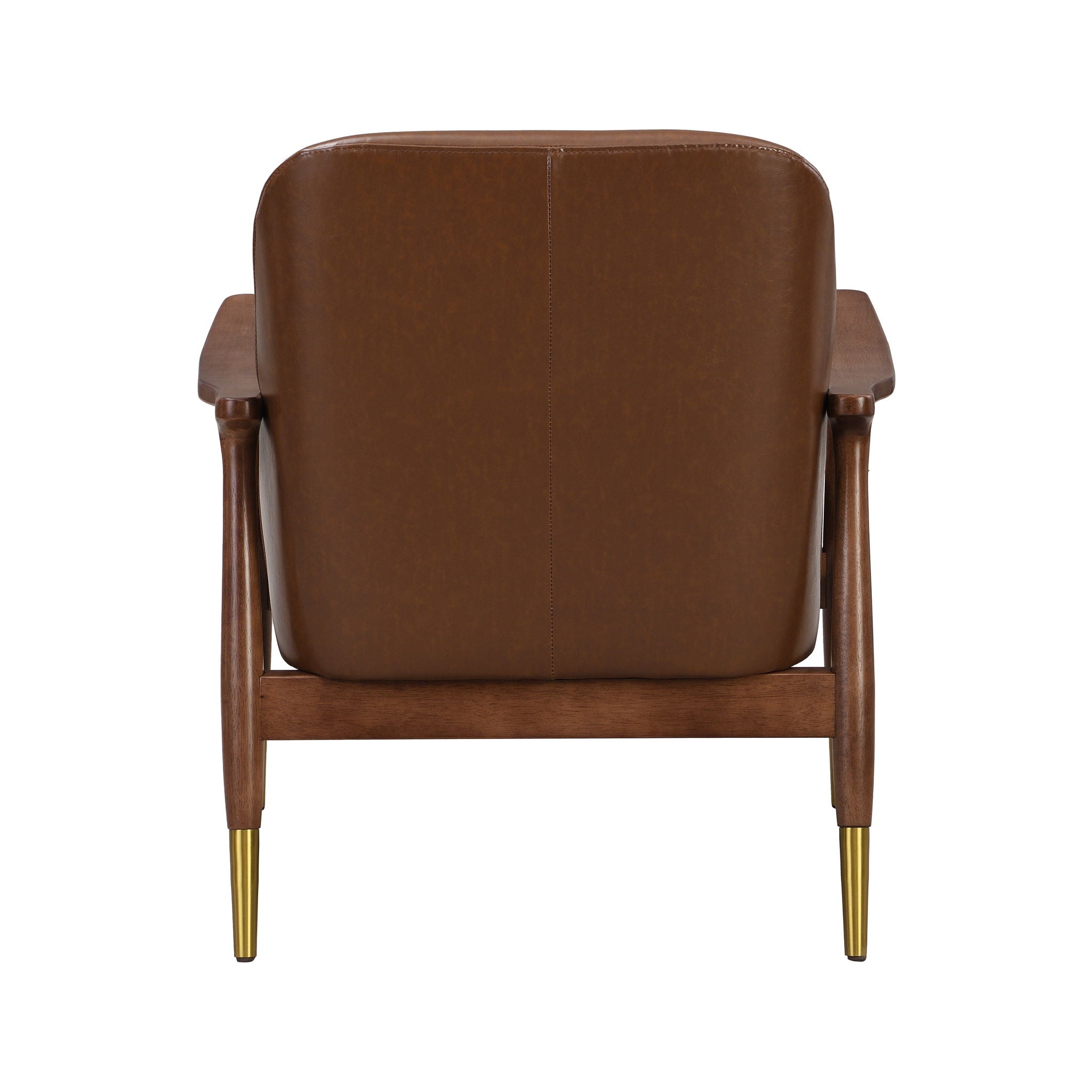 Mid - Century Accent Chair With Cushioned Seat, Brass Tipped Legs
