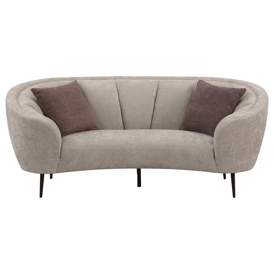 Coaster Fine Furniture Ellorie - Upholstered Channel Back Curved Loveseat - Beige | Meri Furniture