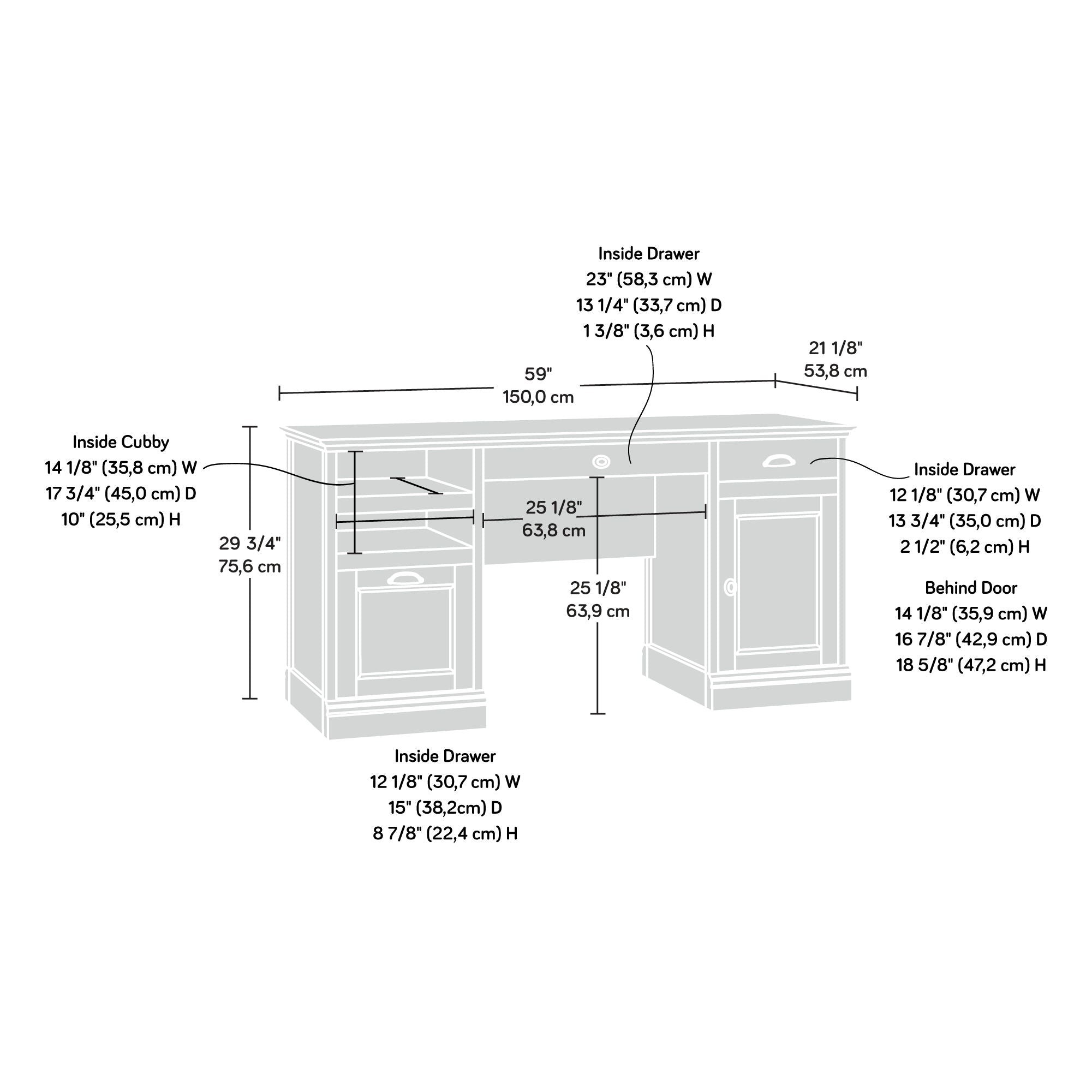 Home Office Executive Desk in White Plank