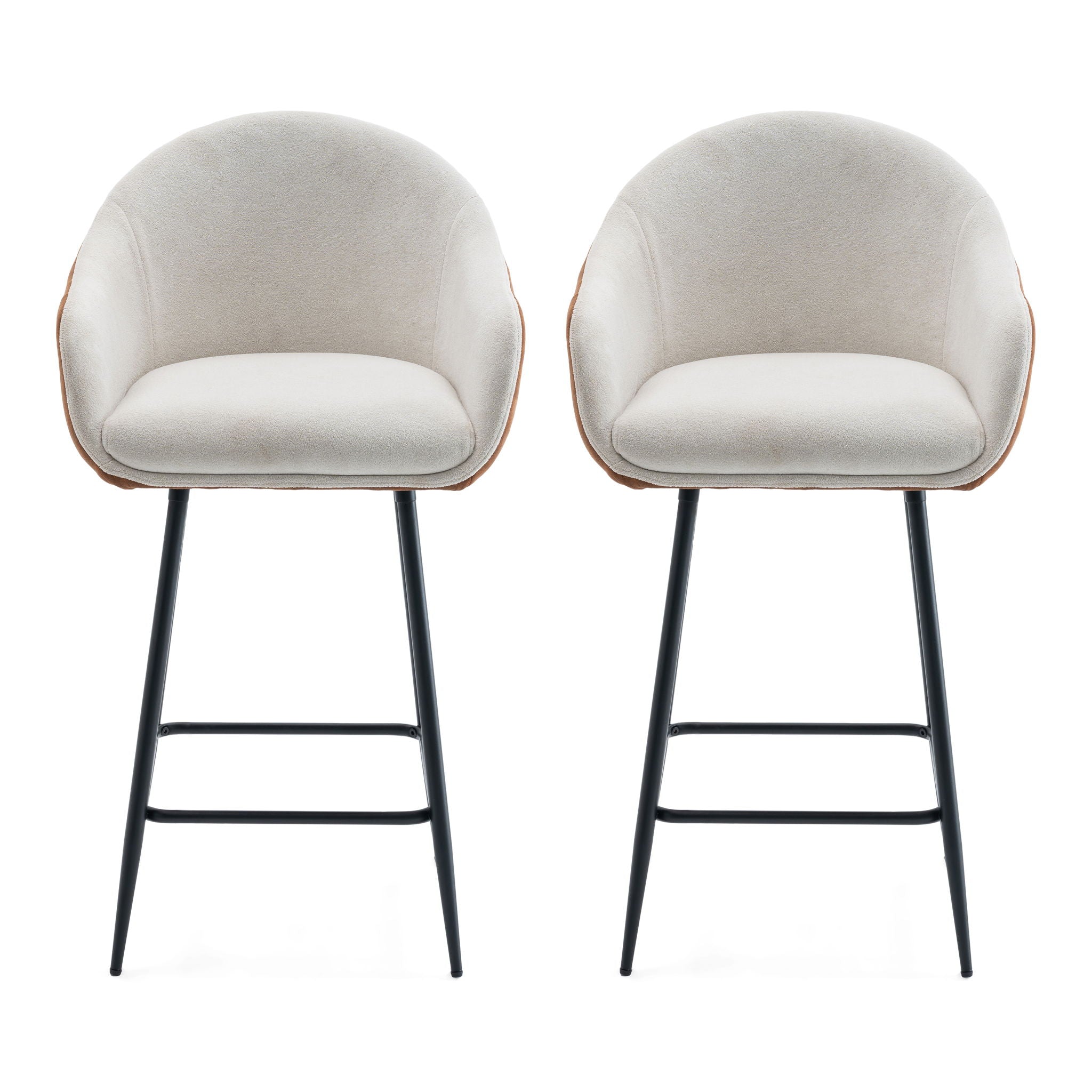 Modern Style Counter Height Bar Stools, With Comfortable Upholstery, Durable Metal Legs Ensure Stability - Brown