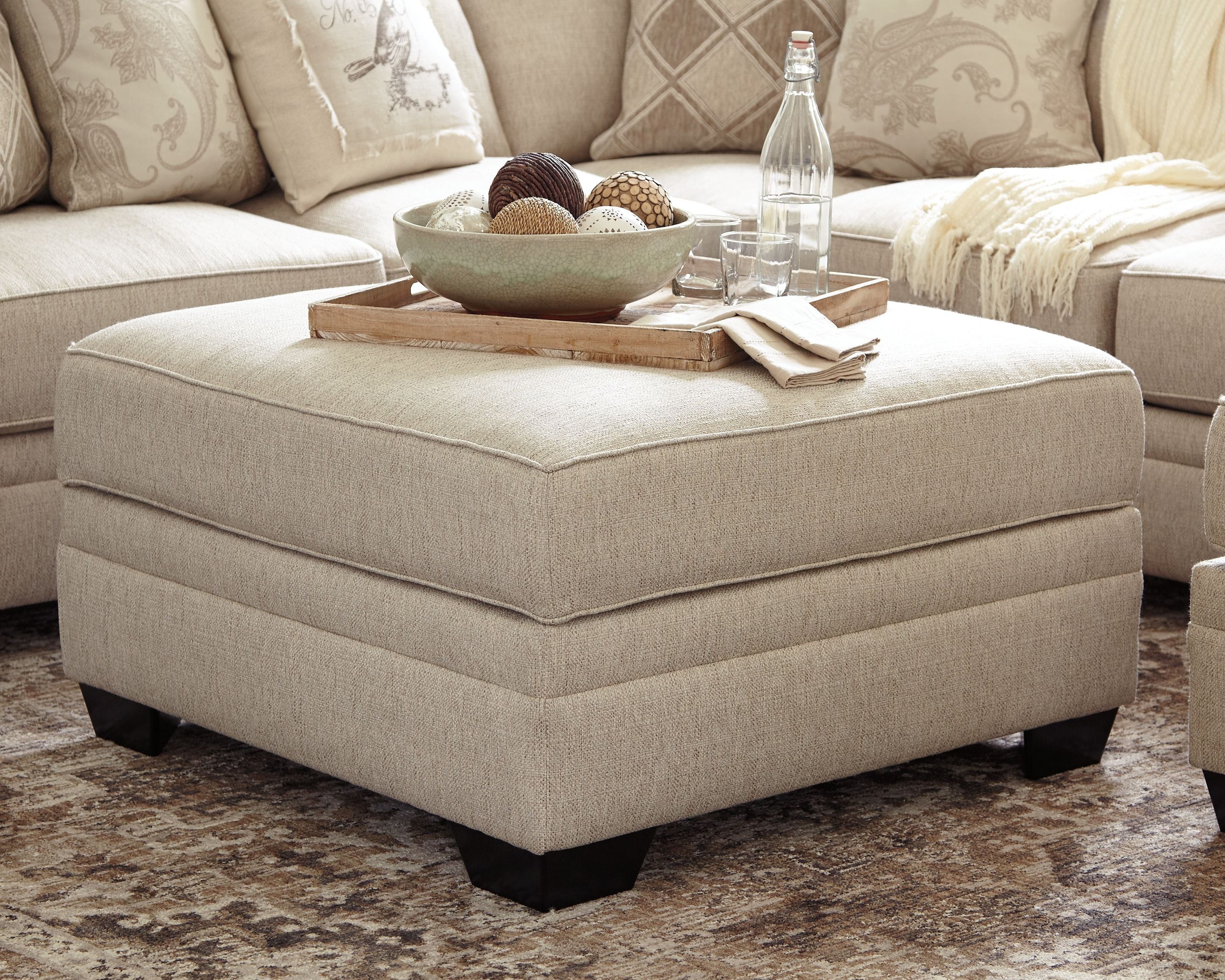 Ashley Furniture Luxora - Bisque - Ottoman With Storage | Meri Furniture