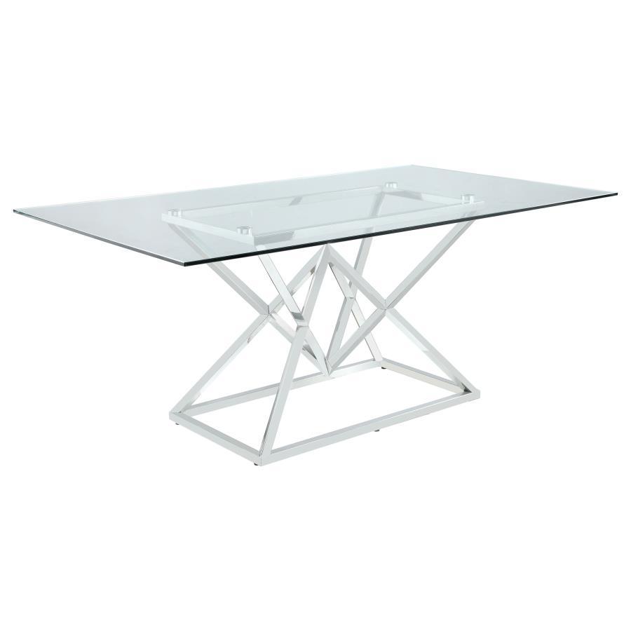 Coaster Fine Furniture Beaufort - Rectangular Glass Top Dining Table - Chrome | Meri Furniture