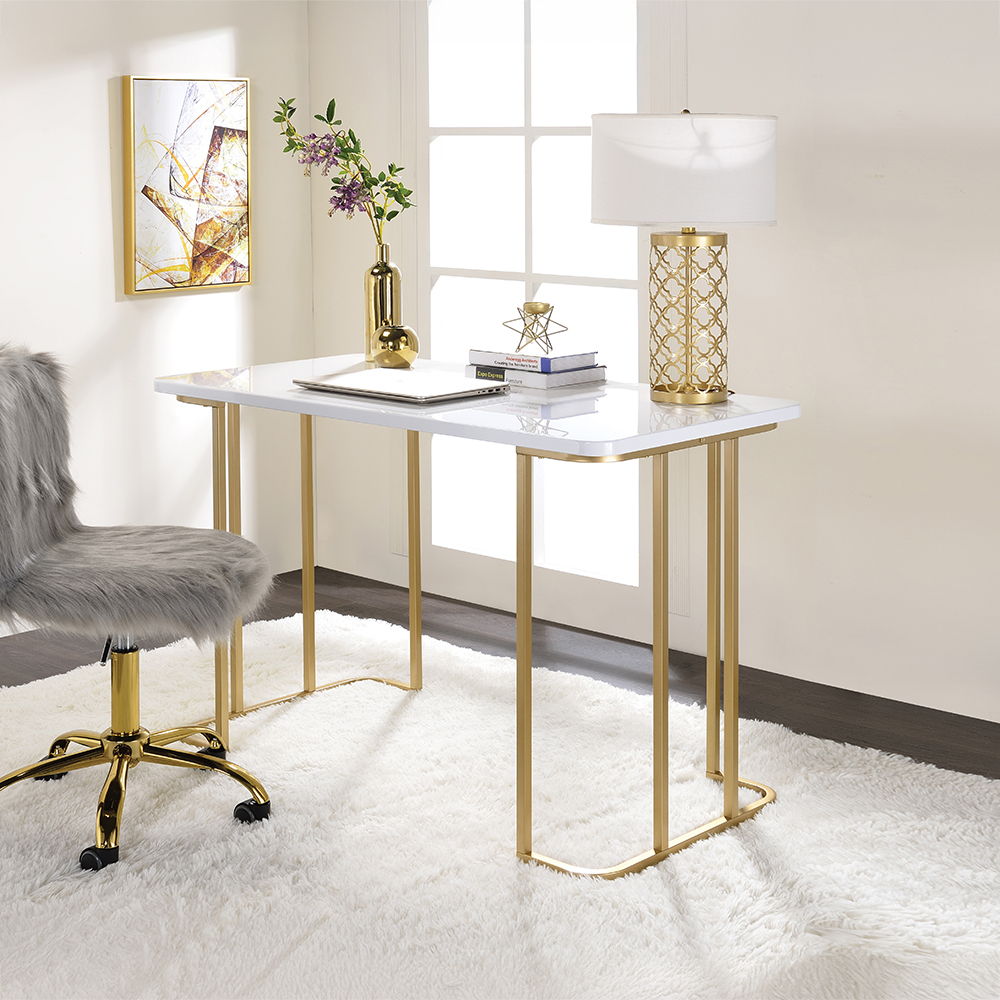 Estie - Writing Desk Same Ac00902) - White & Gold