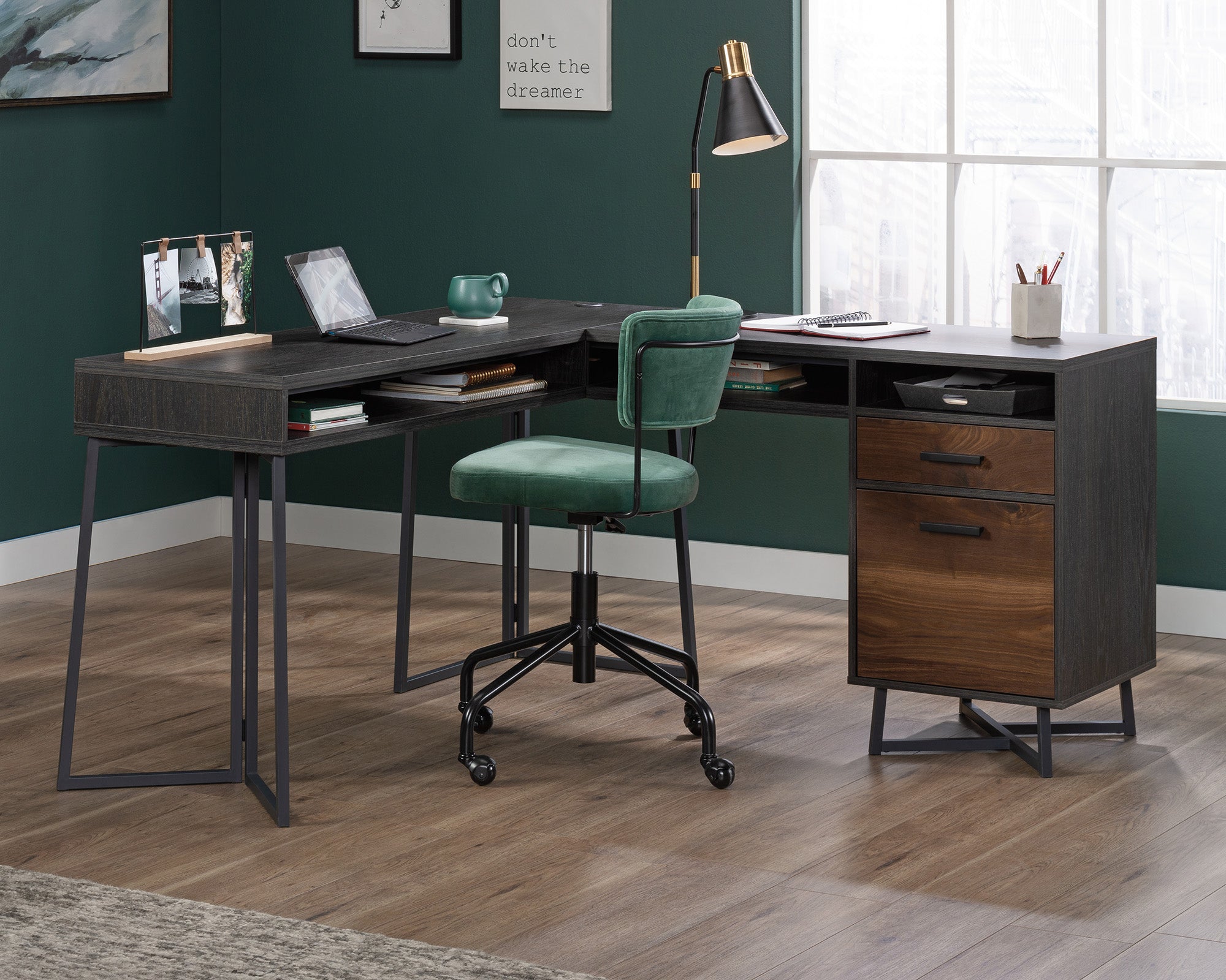 Sauder Canton Lane L Desk Gw | Meri Furniture