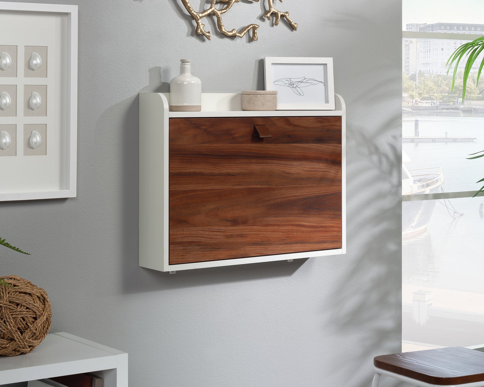 Sauder Anda Norr Wall Mount Desk Bl Ac/wh 3a | Meri Furniture