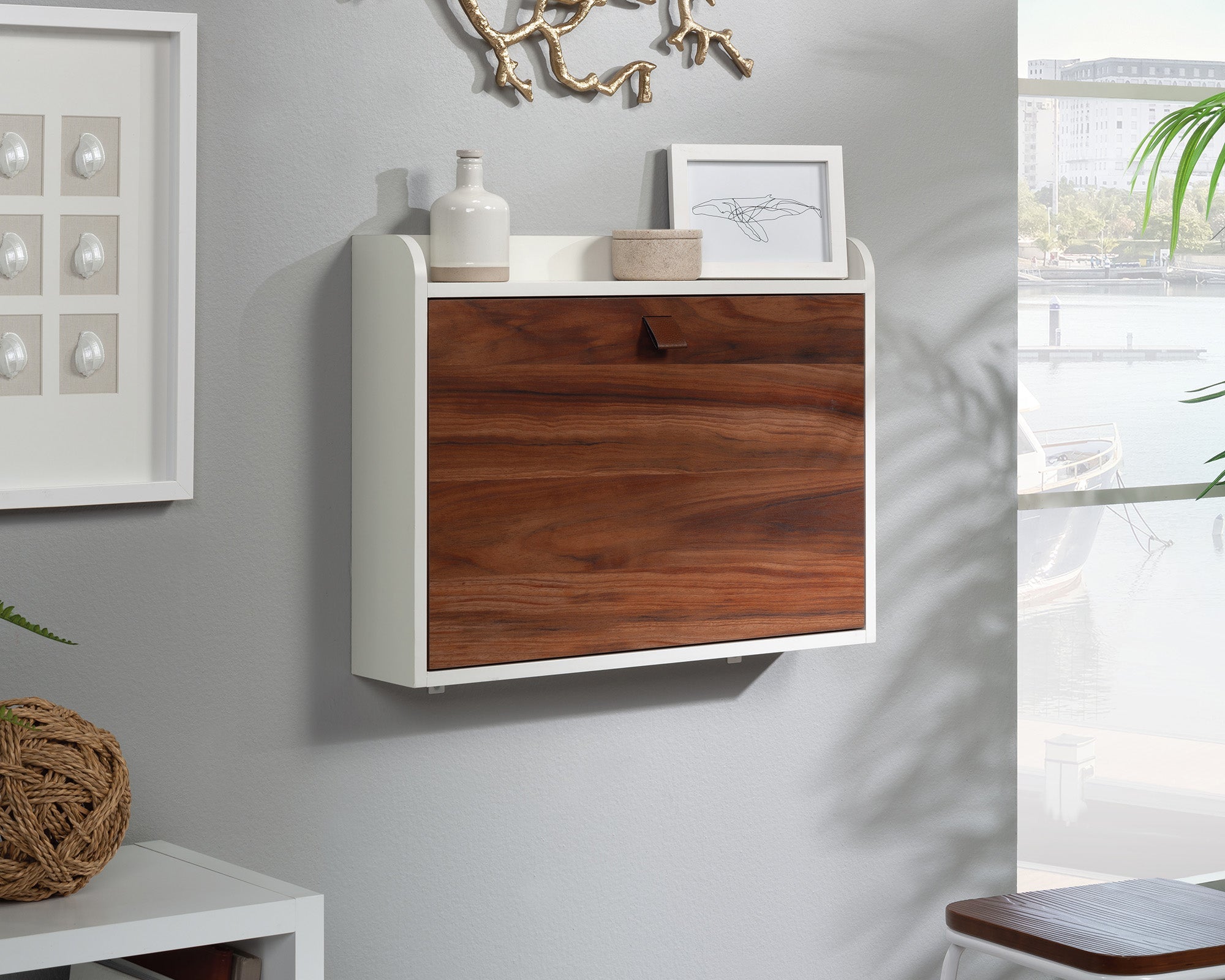 Sauder Anda Norr Wall Mount Desk Bl Ac/wh 3a | Meri Furniture