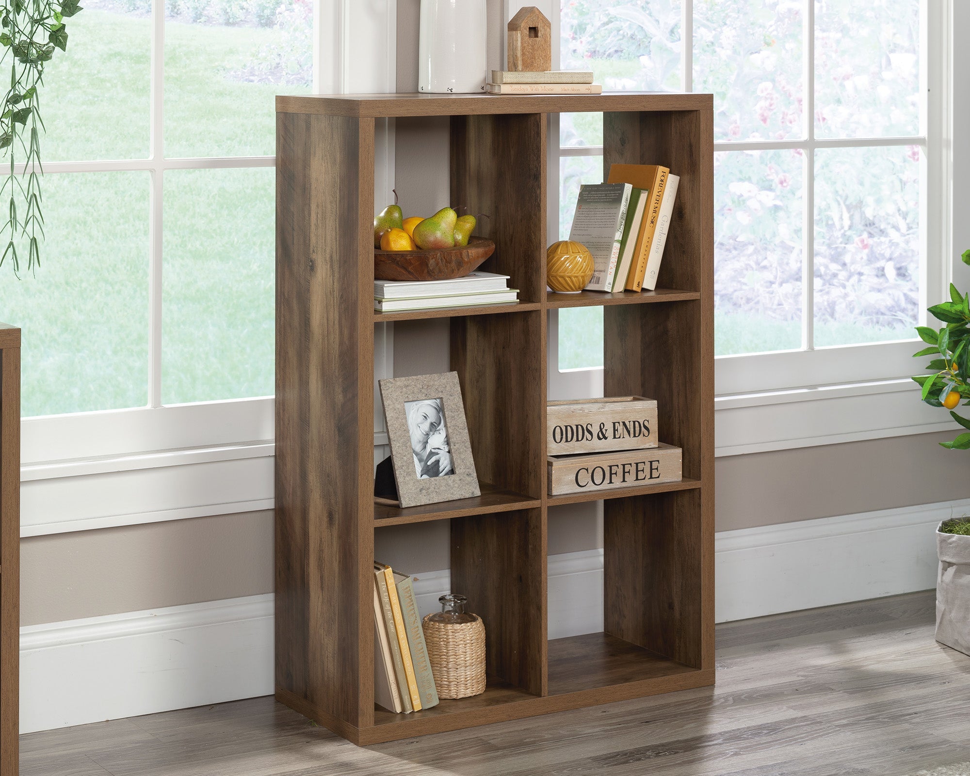 Sauder 6-Cube Organizer Rural Pine 3a | Meri Furniture