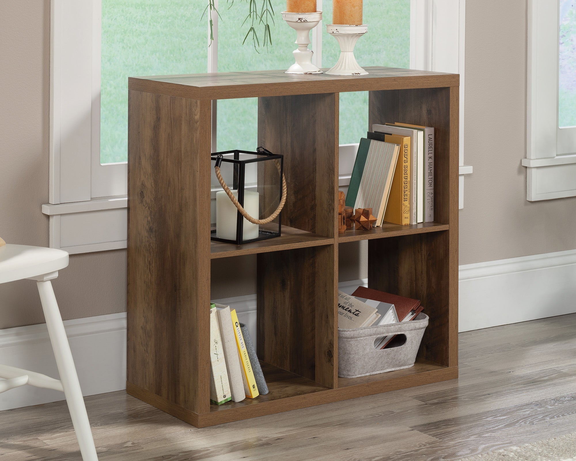 Sauder 4-Cube Organizer Rural Pine 3a | Meri Furniture