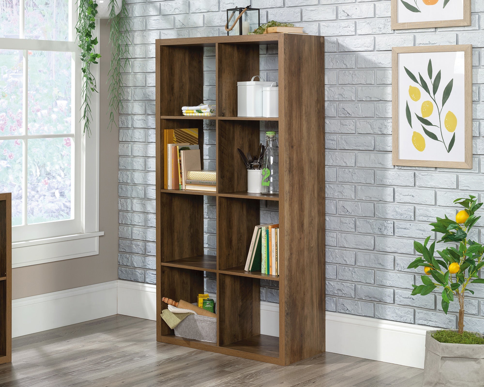 Sauder 8-Cube Organizer Rural Pine 3a | Meri Furniture