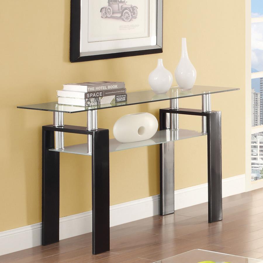 Dyer - Rectangular Glass Top Entryway Sofa Console Table - Black