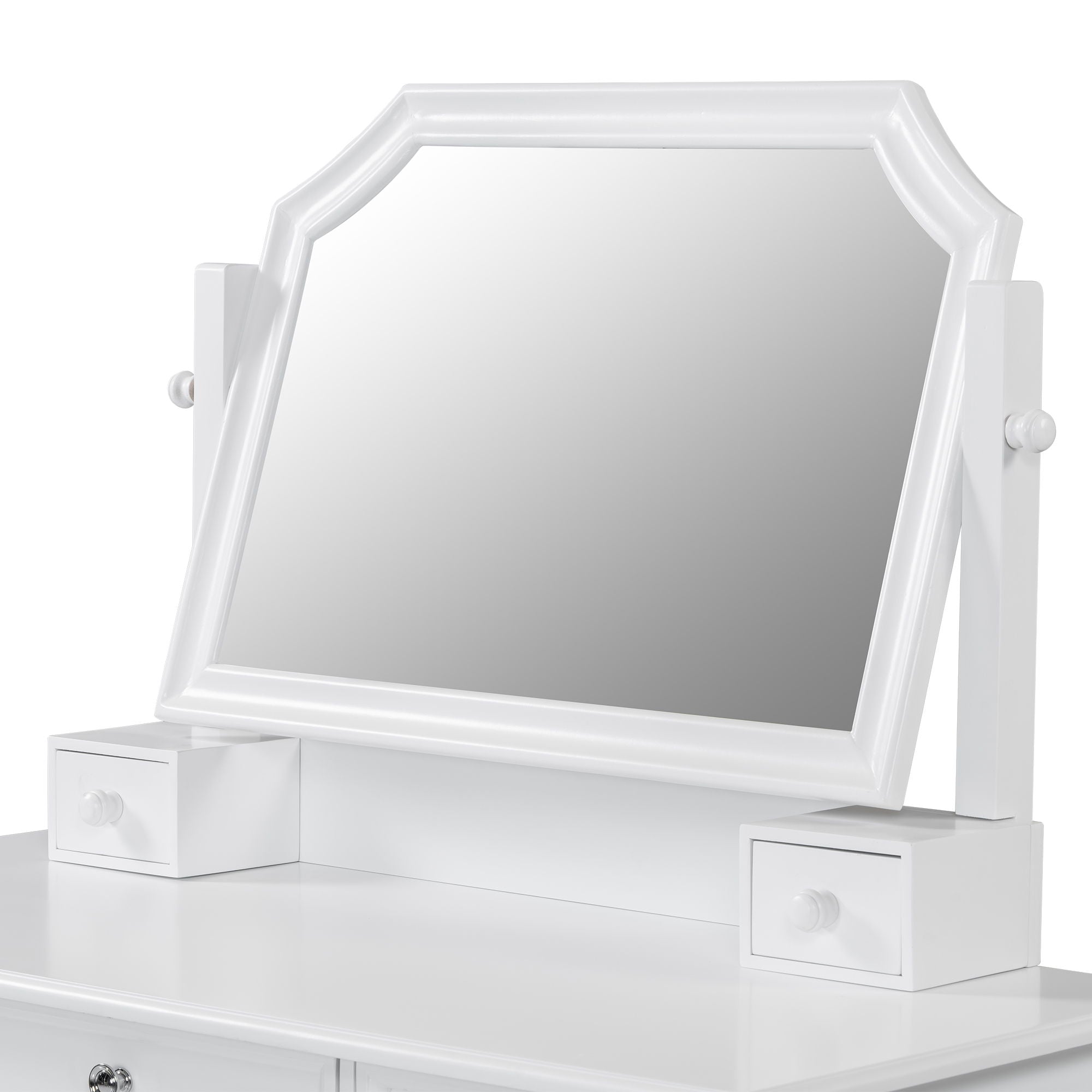 Elegant Makeup Vanity Desk With Adjustable Mirror And Storage And Construction - White
