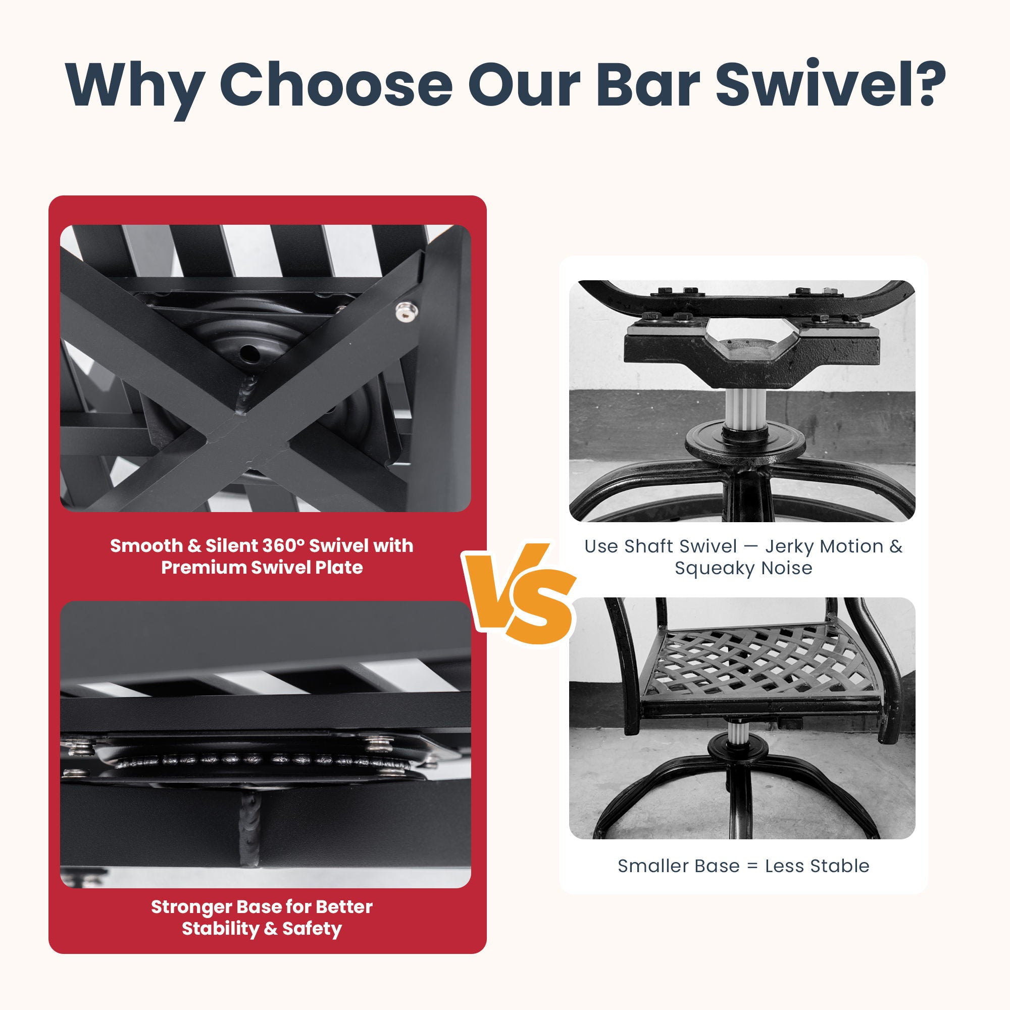 5 Pieces Outdoor Patio Bar Set, Rounded Square Sintered Stone Table & 4 Swivel Bar Chairs