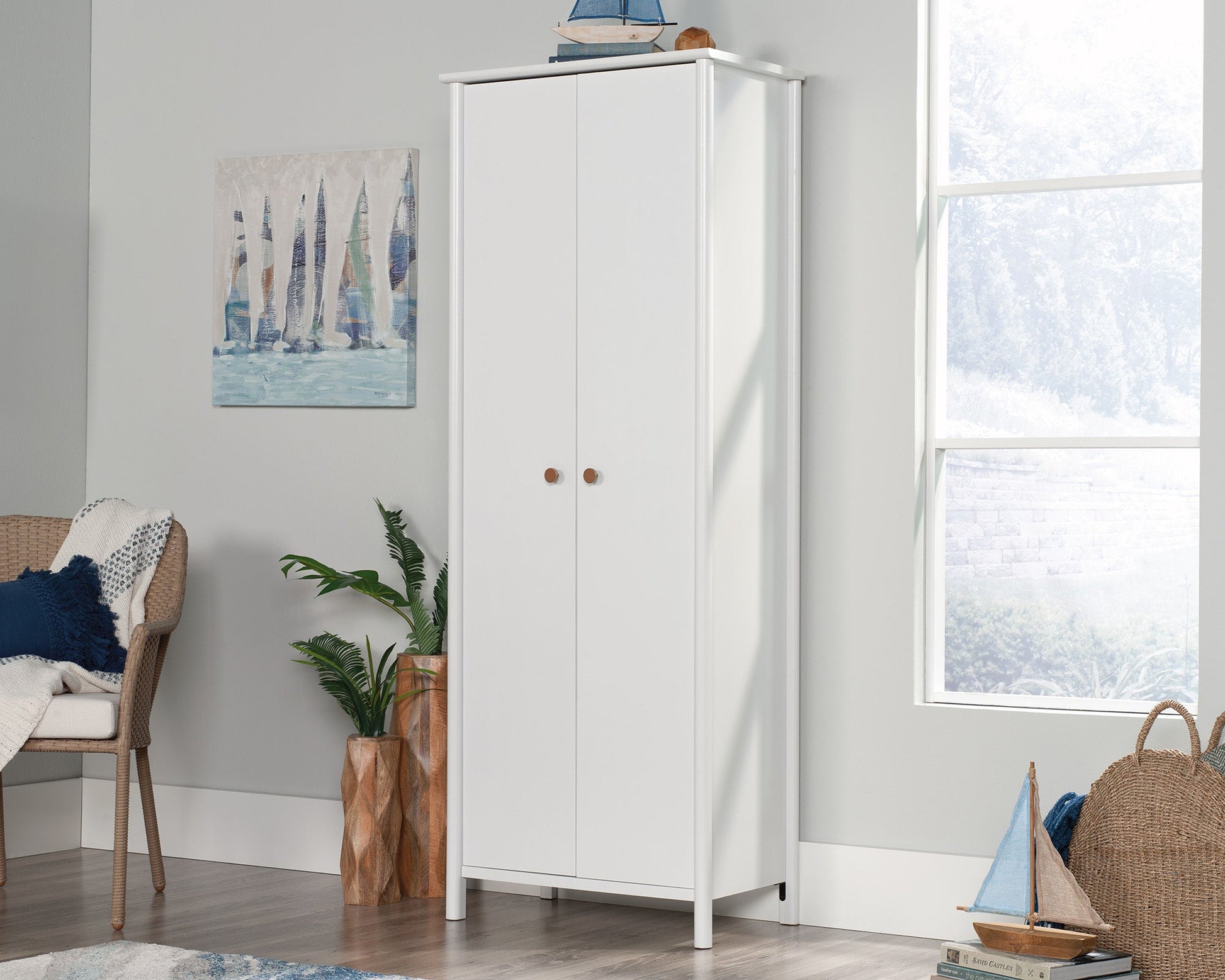 Sauder 2-Door Storage Cabinet Wh | Meri Furniture