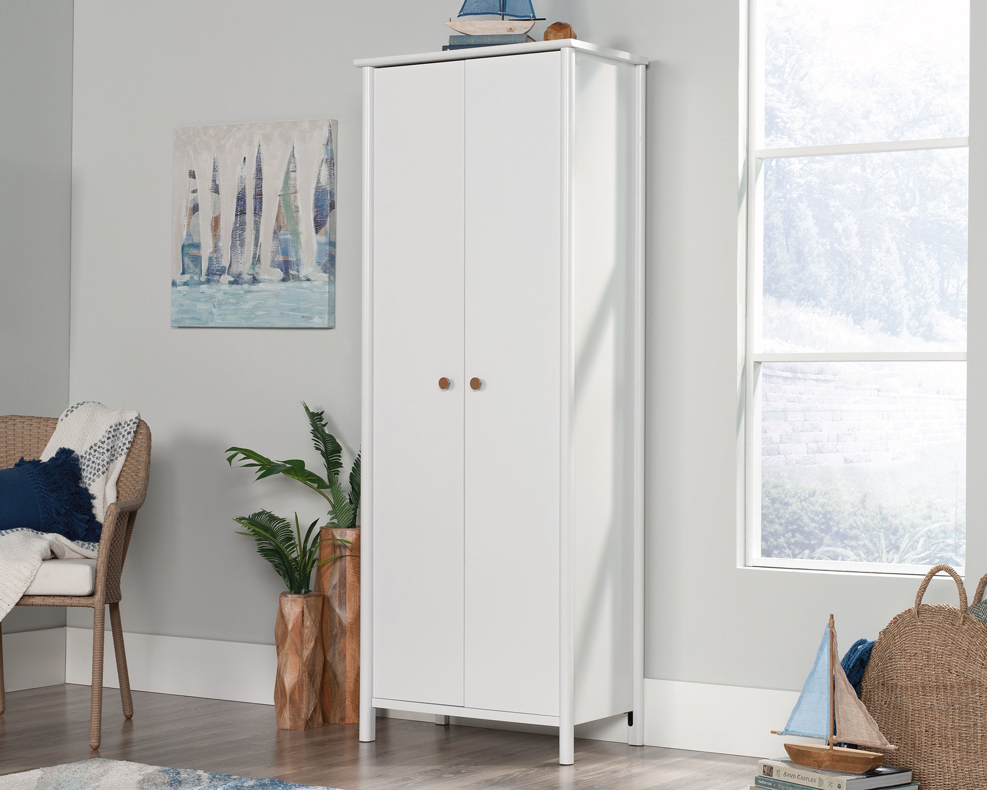 Sauder 2-Door Storage Cabinet Wh | Meri Furniture