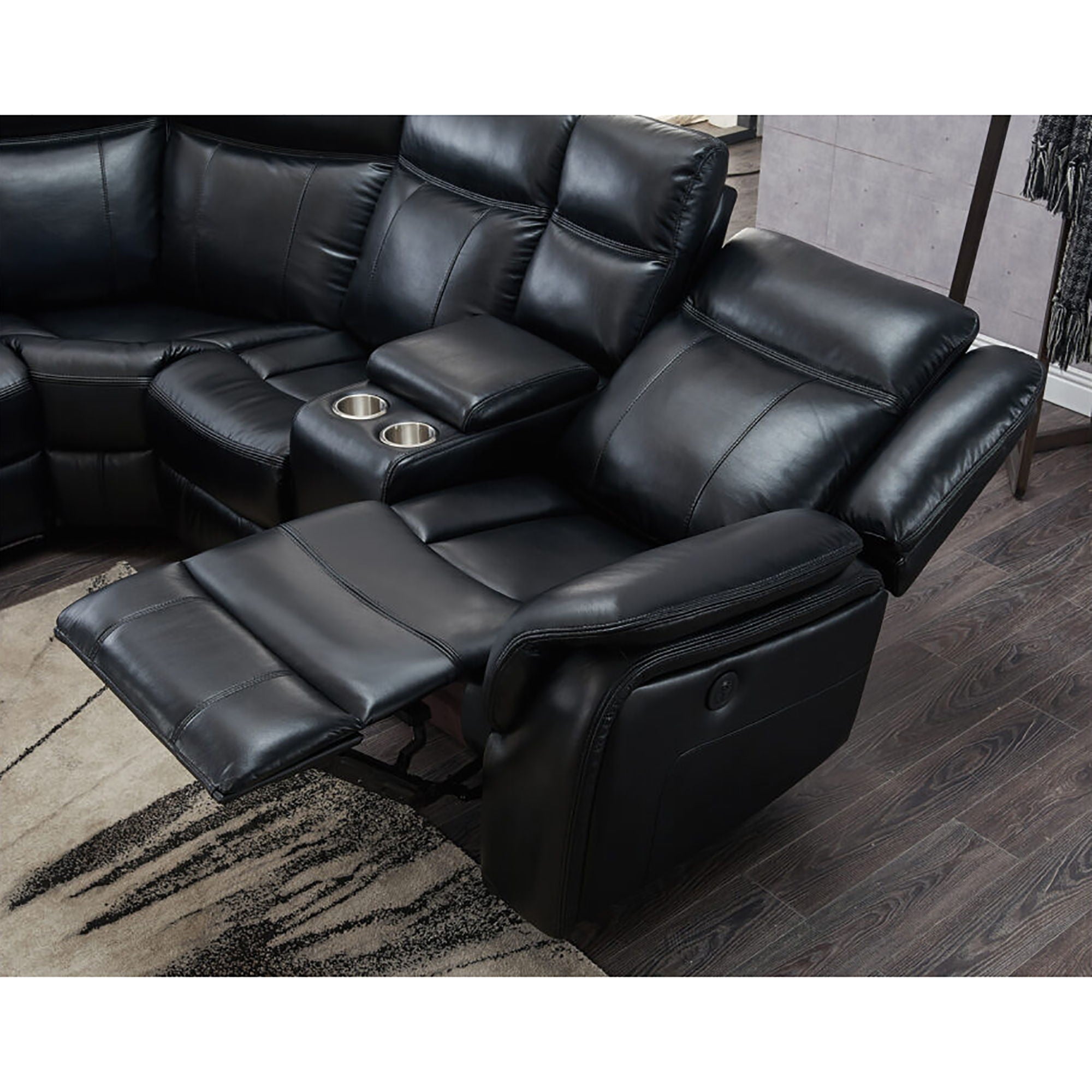 Jupiter - Leather Sectional - Black