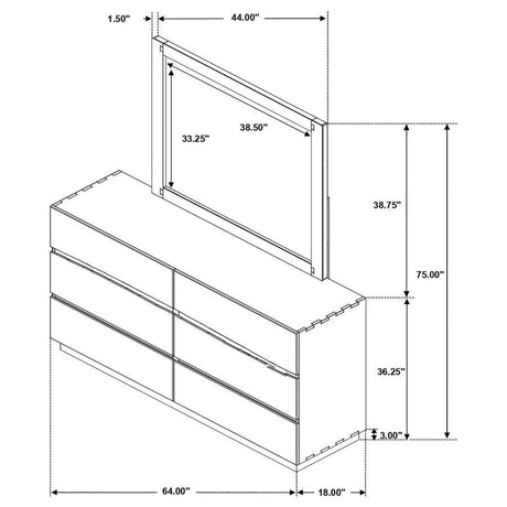 Winslow - 6-Drawer Dresser With Mirror - Smokey Walnut