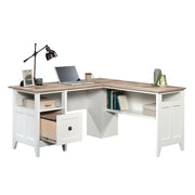 L-Shaped Home Office Desk in Soft White
