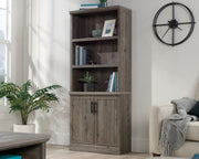 Sauder Aspen Post Library W/doors Pebble Pine | Meri Furniture