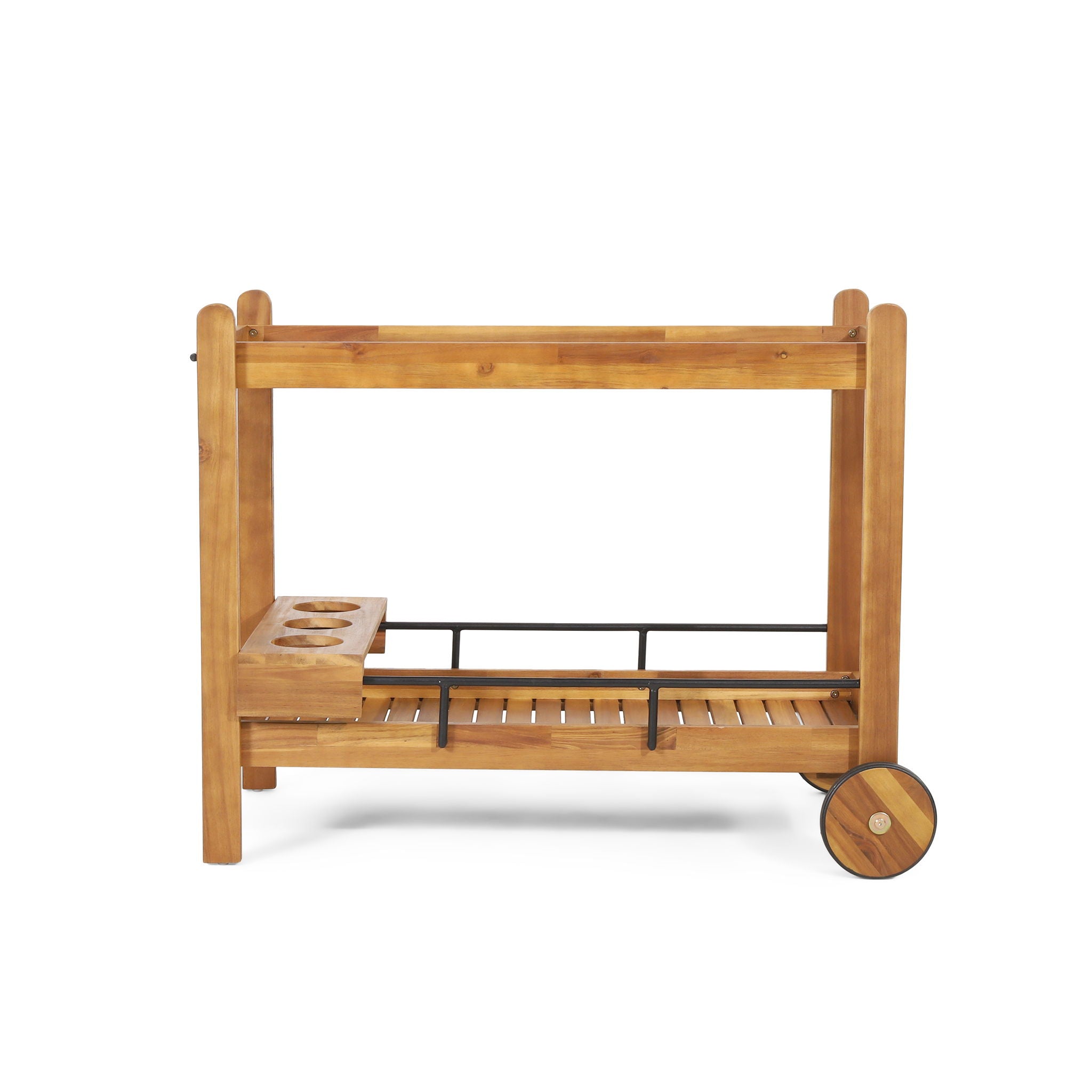 Bar Cart With Wine Bottle Holders, - Black