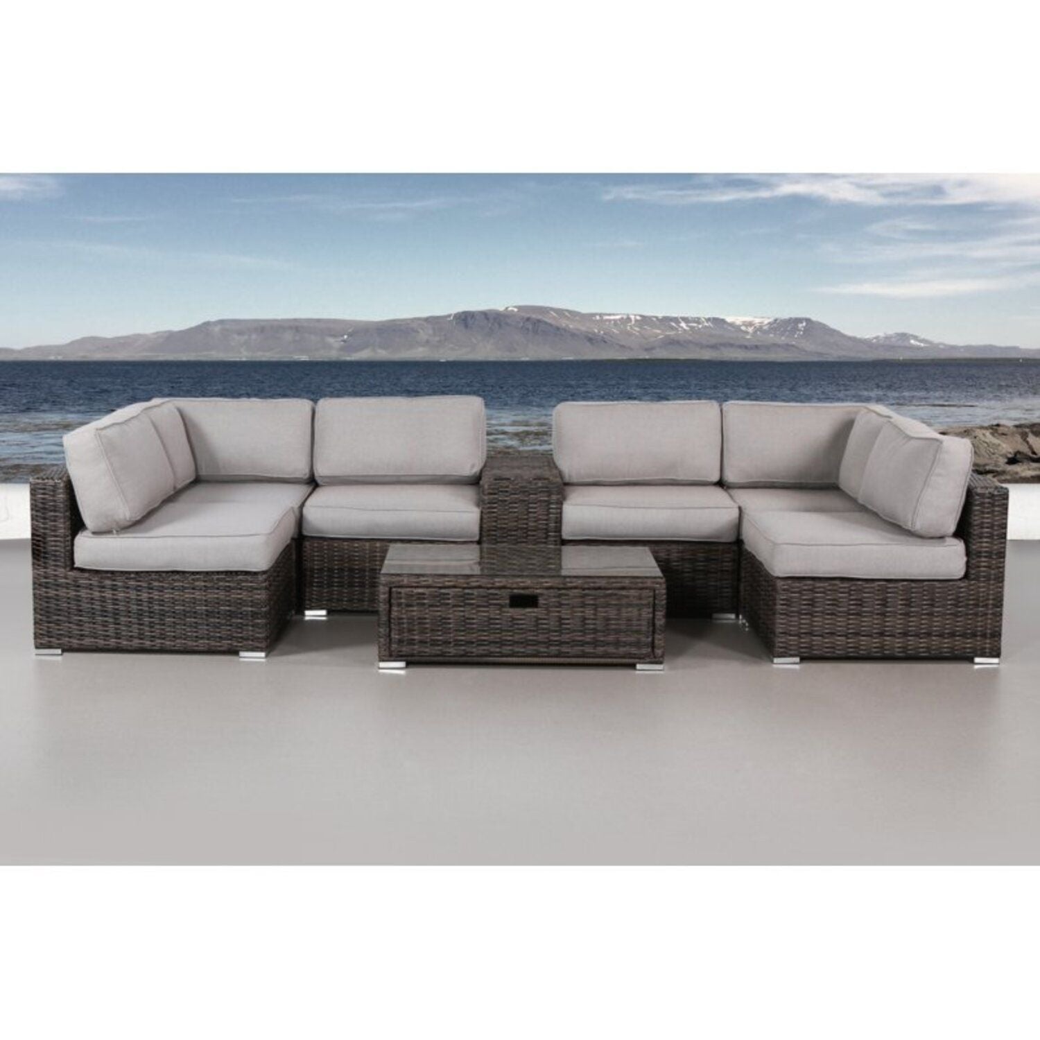Elegant 4 Person Wicker Patio Seating Set With Cushions And Glass Top Table